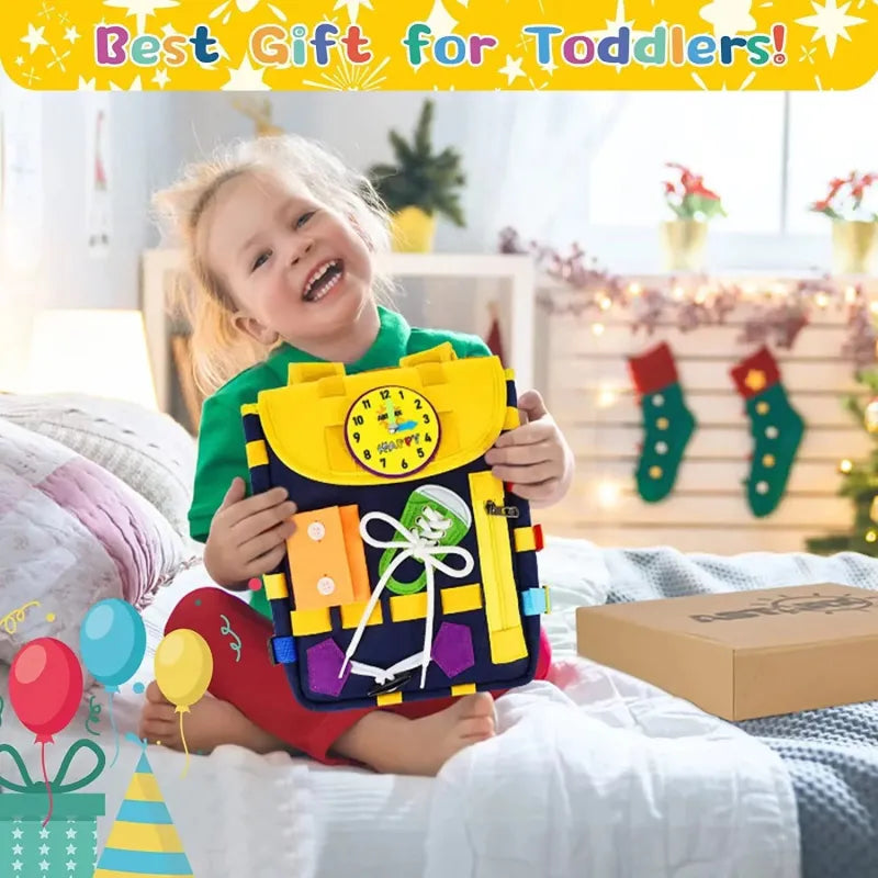 Toddler Busy Board Backpack - Learning Activity Toy