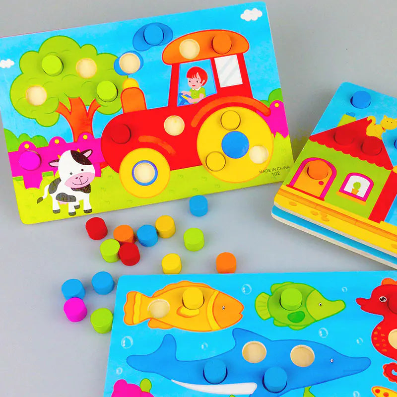 Wooden Mushroom Color Matching Puzzle for Toddlers