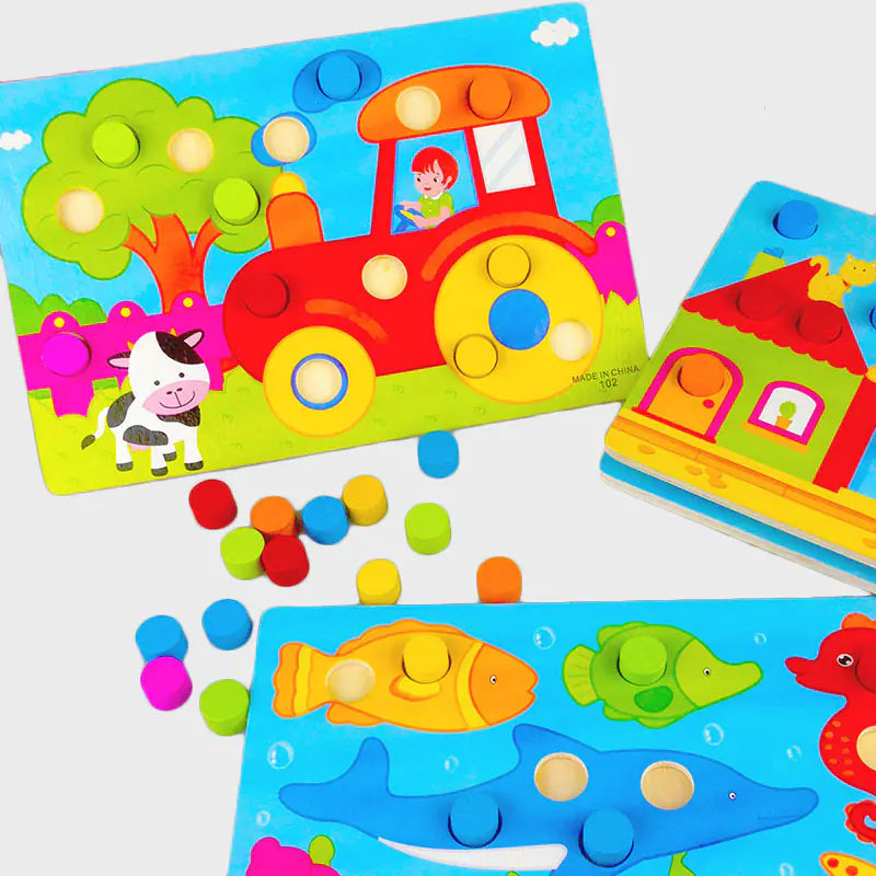 Wooden Mushroom Color Matching Puzzle for Toddlers