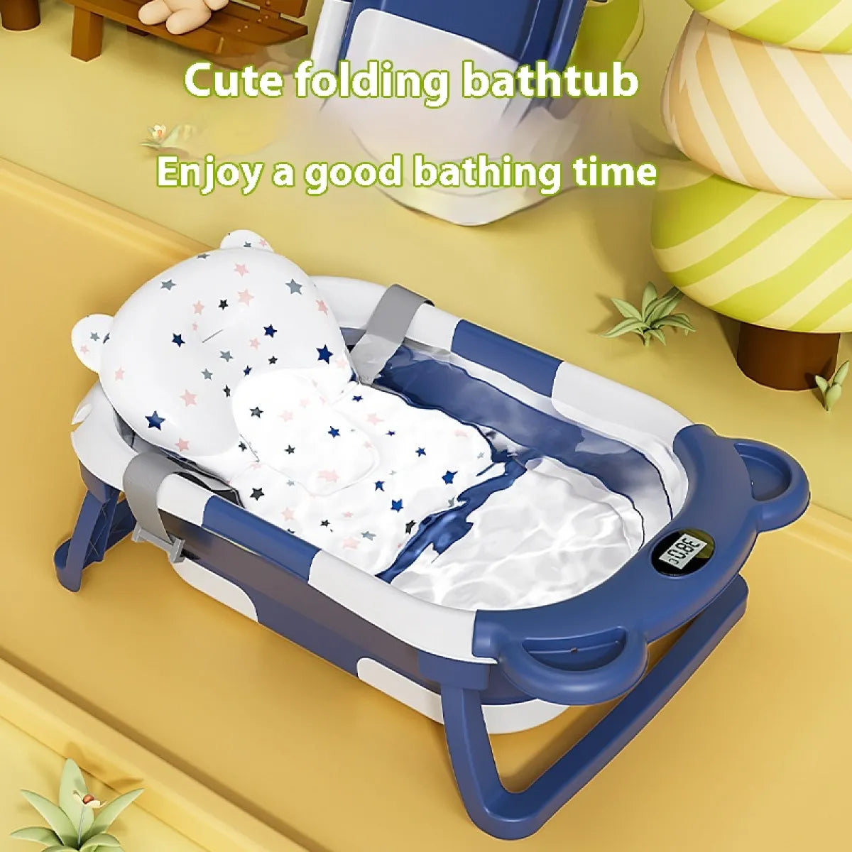 Foldable Newborn Baby Bathtub with Temperature-Sensing Technology