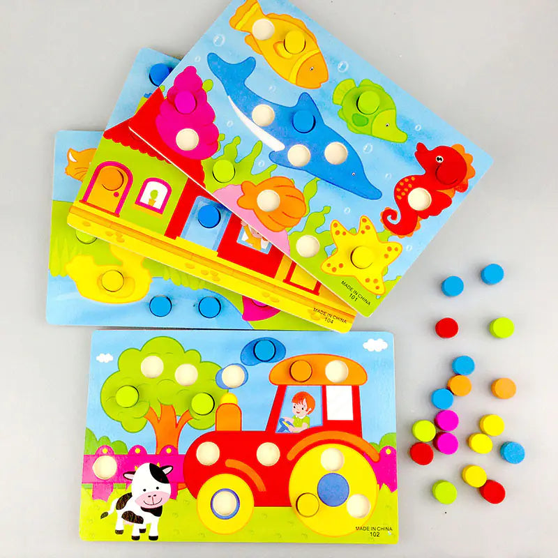Wooden Mushroom Color Matching Puzzle for Toddlers