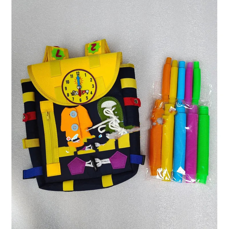 Toddler Busy Board Backpack - Learning Activity Toy