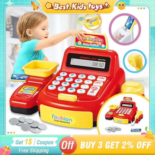 Children's Mini Cash Register Toy with Scanner