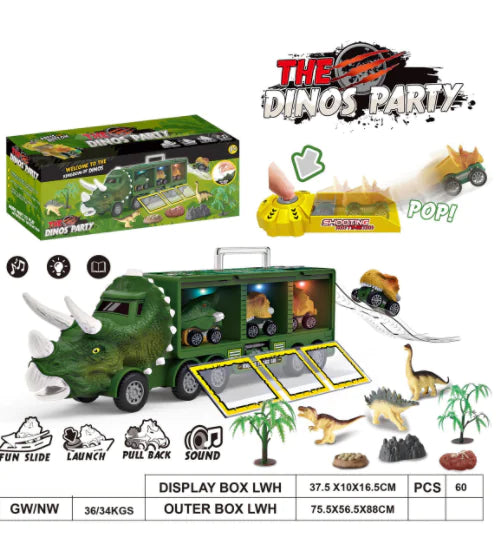 Dinosaur Transport Truck Pull Back Dino Vehicle