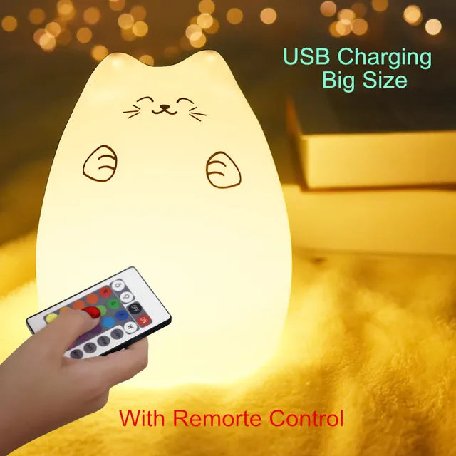 Touch Sensor Remote Cat Night Lamp