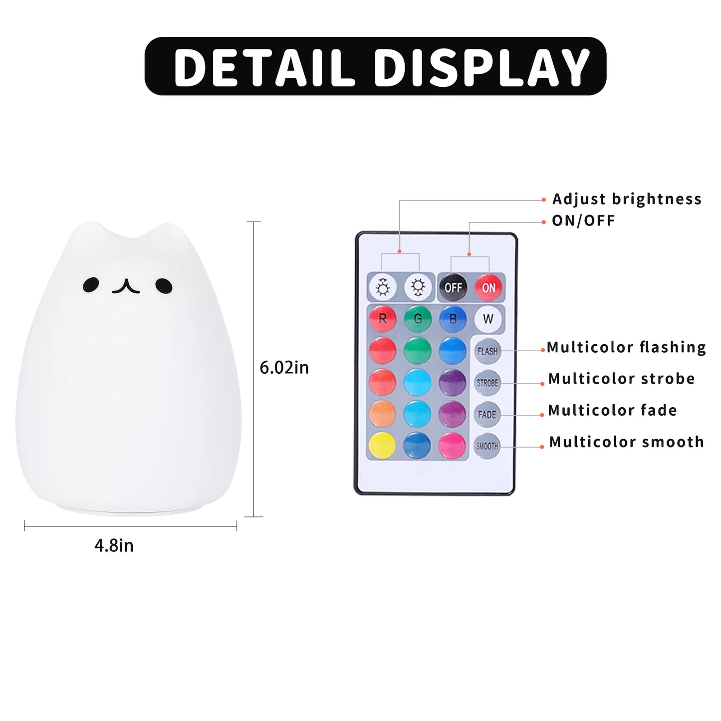 Touch Sensor Remote Cat Night Lamp