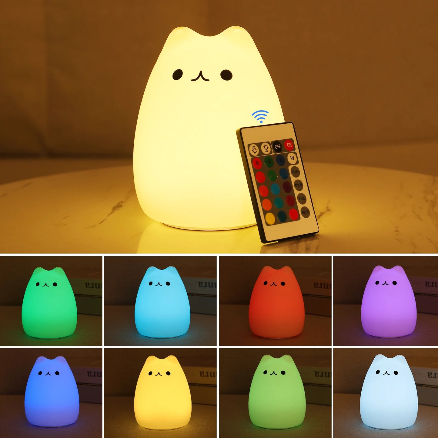 Touch Sensor Remote Cat Night Lamp