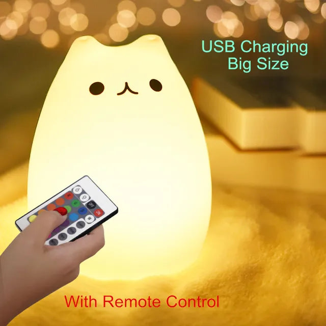 Touch Sensor Remote Cat Night Lamp